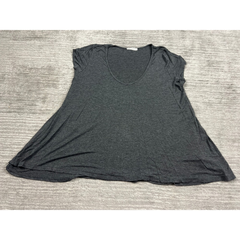 Rolla Coster Top Women Large Gray RC-2647 Short Sleeve Scoop Neck Flowy Relaxed